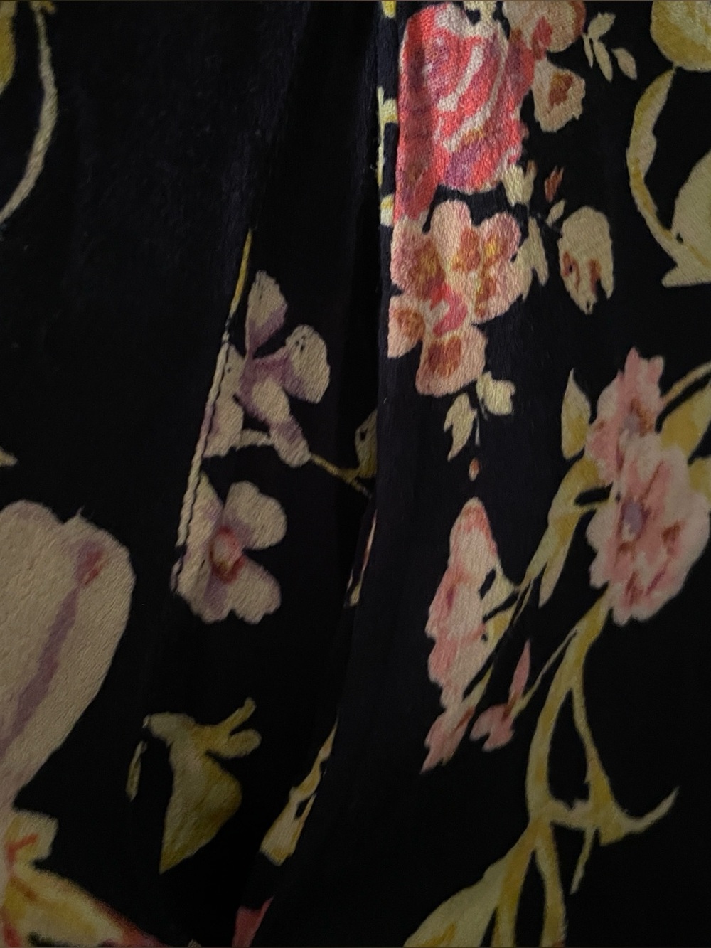 Free People Women's Navy Multicolor Floral Bell Sleeve Tate Tunic Top Size L - Picture 6 of 8